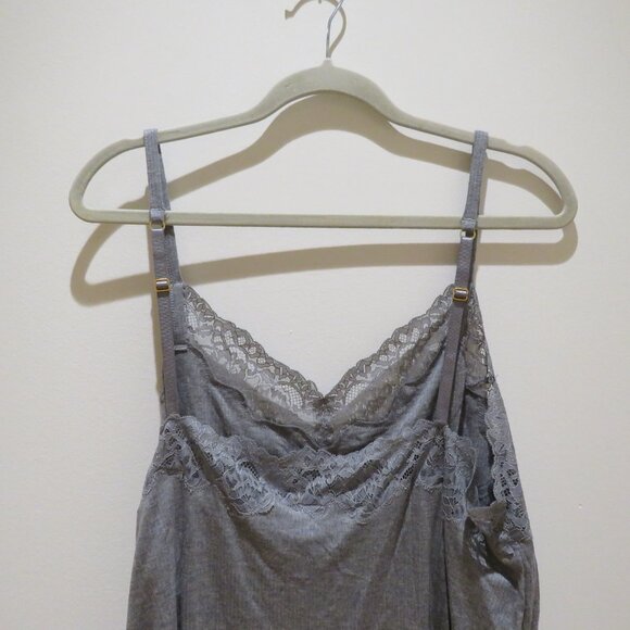 SOMA Cool Nights Rib Lace Trim Pajama Cami Top in Gray Lounge Comfy Size XL NWT - Picture 9 of 14